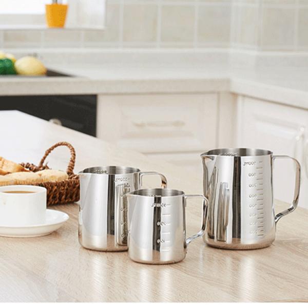 Simple  Stainless Steel Milk Frothing Jug Garland Cup With Measurement