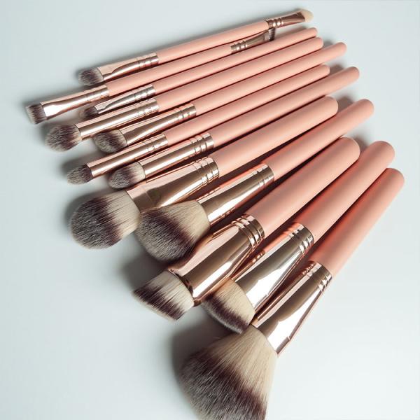11PCS Pink Makeup Brush High Flexibility Synthetic Bristles Powder Foundation Brush