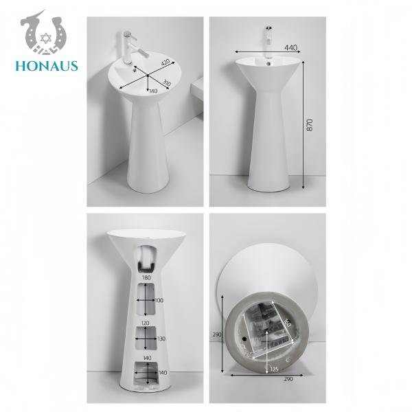 Luxury Bathroom Full Pedestal Wash Basin Floor Mounted Premium Ceramic One Piece