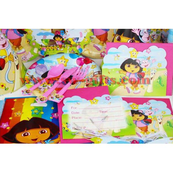 Kids girls Birthday Party Decoration carton Set Dora Theme Party Supplies Baby Birthday Party celebration