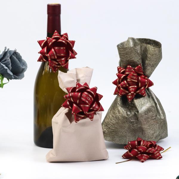 Golden Star Present Ribbon Bow Red Wine Gift Wrapping Ribbon Bows