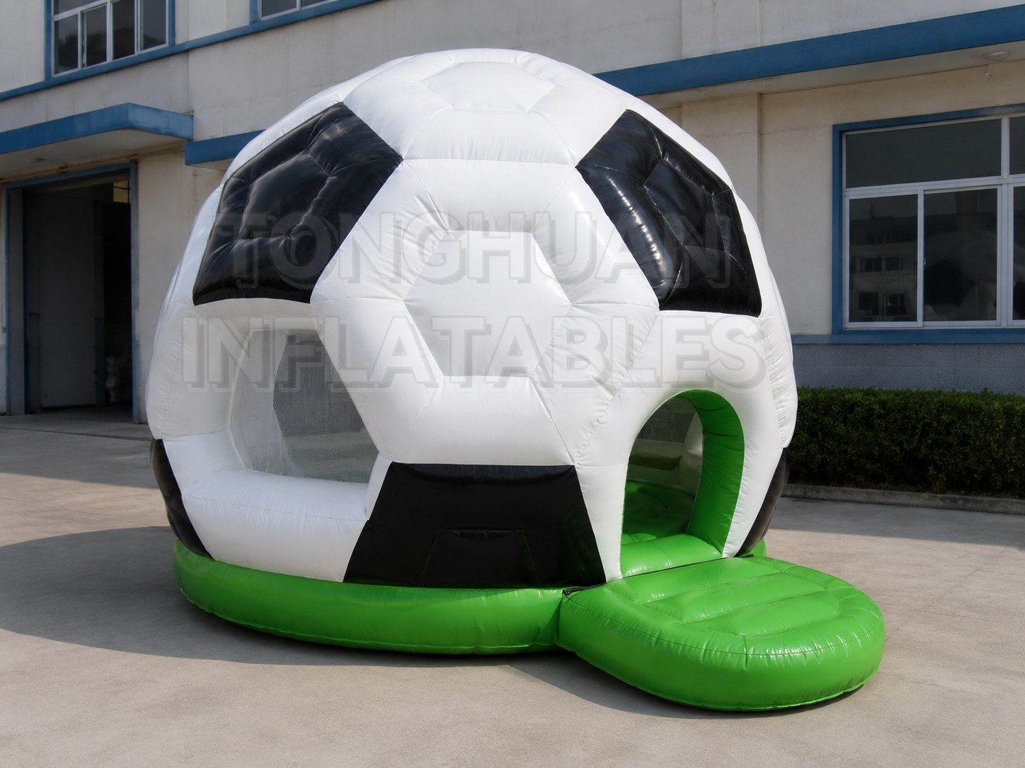 Large Soccer Ball Bounce House for Kids with Custom Colors Branding and Safe Play Area for Rental Business