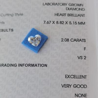 2.08ct CVD Heart Shaped Lab Grown Diamond VS2 F OEM ODM