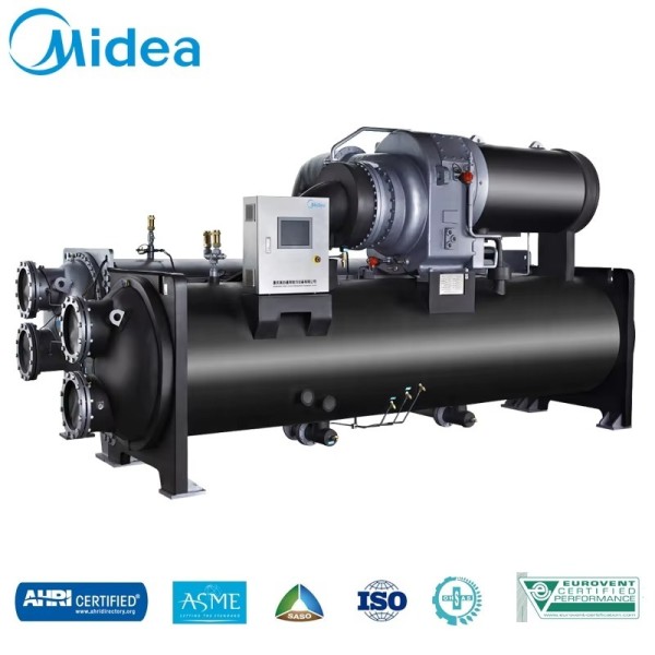 Water Cooled Screw Chiller Supplier Midea 330 1990 kW COP 5.5 AHRI 550 590 Semi Hermetic Screw Water Chiller SKF Bearing Design for 50000 Hour Service Life