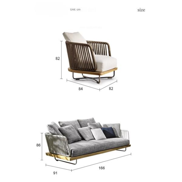 Modern New Design PL Ribbon Woven Aluminum Frame Hotel Villa Sofa And Table Set