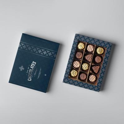 Impressão em folha de ouro manuseio caixa de chocolate reciclável personalizada feita para o Natal