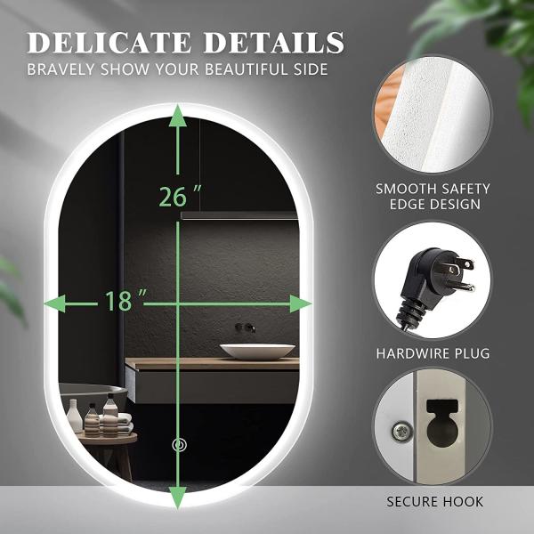 Intelligent LED Backlit Vanity Mirror Wall Mounted Smart Bluetooth Mirror Anti Fog
