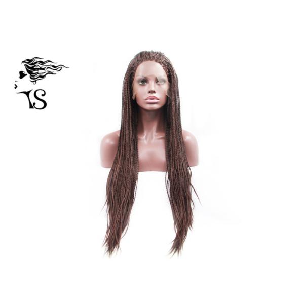 Long Brown Synthetic African American Braided Wigs , Sensational Box Braid Wig