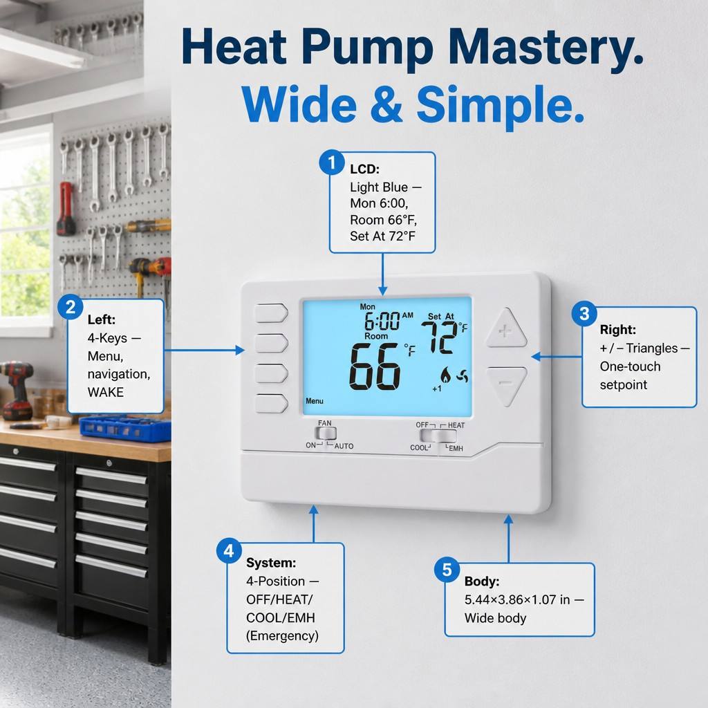 Energy-Saving 2 Heat 2 Cool Heat Pump Thermostat Load Rating 1.5 Amp Maximum All Terminals Combined