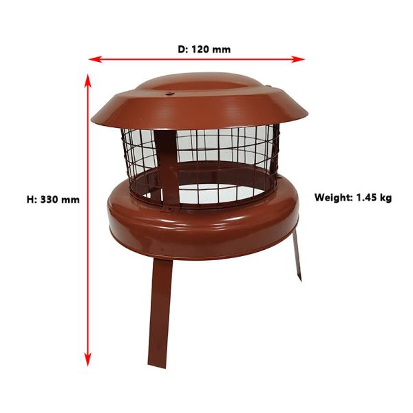 ISO9001 120mm Dark Red Modern Concrete Chimney Cap Spray Paint