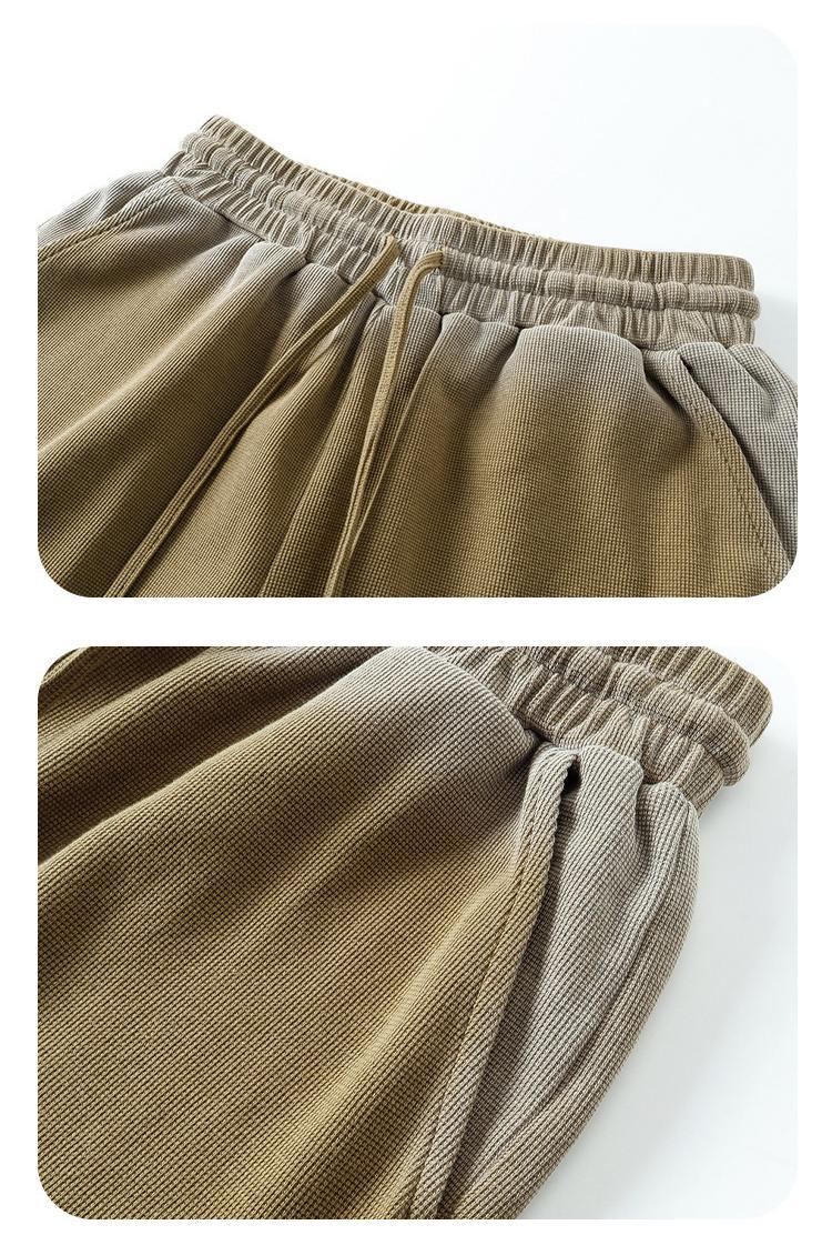 Waffle Sports Sweat Shorts Gradient Spray Wash Drawstring Mens Shorts