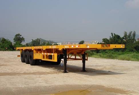 Long Vehicles Low Flatbed Trailer 3 Axles With Twist Lock High Strength Steel