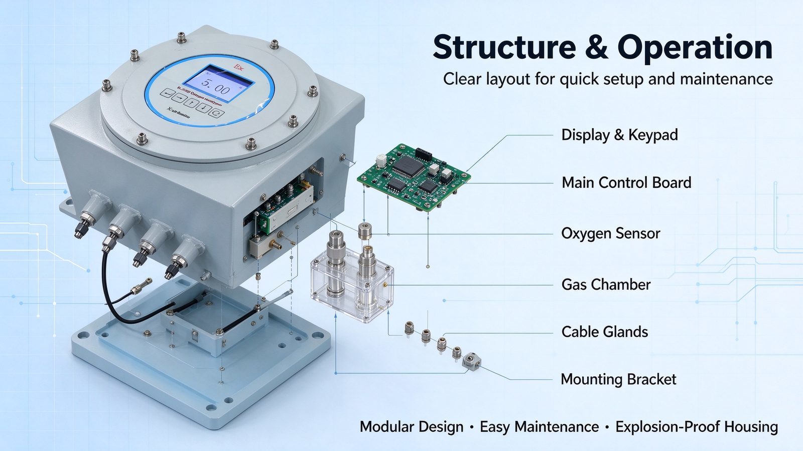 Intelligent Explosion Proof Gas Analyzer Oxygen Purity Analyzer For Petrochemical Use