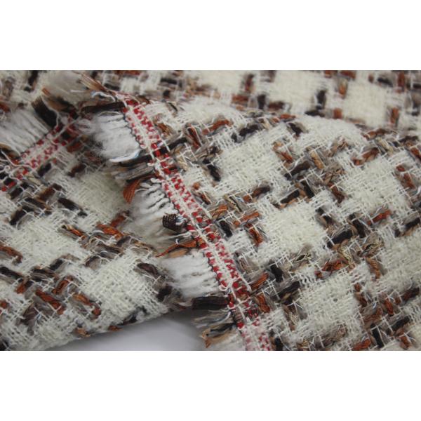 Stock Luxury Yarn Dyed Worsted with Wool Tweed Fabric for Autumn and Winter Dresses Women's Coat Clothing Jack