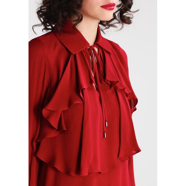 Блузка В-шеи нового рукава осени женщины прибытия элегантного красного длинного низкие и рубашка дам