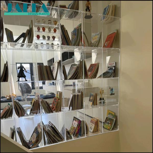 JAFFA Custom Acrylic Full-Wall Transparent Bookcase, Floor-Standing Modular Bookshelf, Luxury Display Cabinet for Home & Office