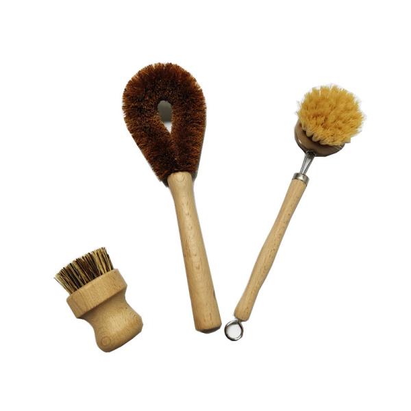 Natural Vegan Fiber Wooden Dish Scrub Brush 27cm Eco Friendly