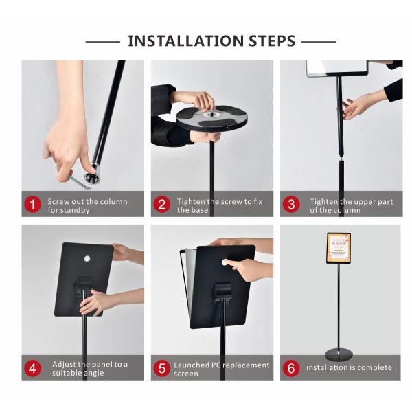 5.2kg Adjustable Sign Stand 1210x280mm Stainless Steel Pipe