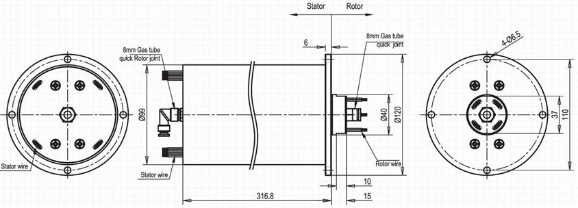 IP54 Servo Slip Ring 120VAC 240VAC 380VAC With Integrated Pneumatic / Electric Transmission