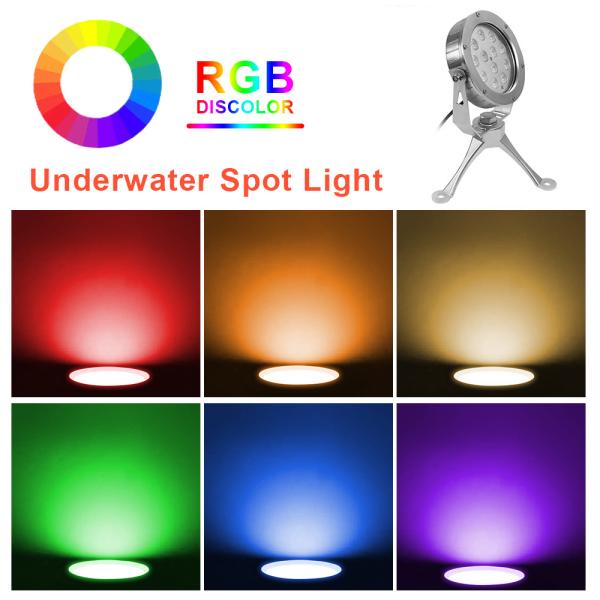Alta potência LED luz subaquática IP68 24V DC Suporte DMX controlador