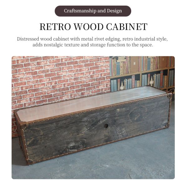 Nidea #8604 Retro Industrial Wood TV Stand with Vintage Design 2 Drawers Handmade & Durable