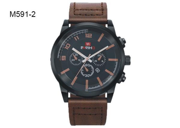 BARIHO Minimalist Analog Men's Quartz Watch Chronograph Leather Wristwatch M591