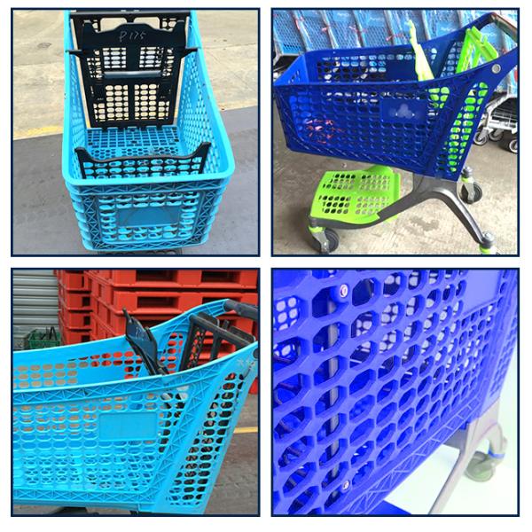 Пластиковая торговая тележка с четырьмя колесами