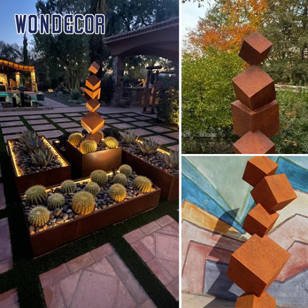 Большой наружный сад геометрический куб, скульптура из прочной стали