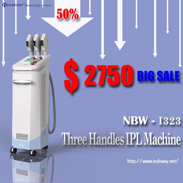 promotion three handles IPL laser beauty machine for wrinkles and acne hair removal
