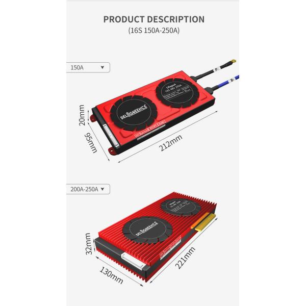 Smart Daly Bms Lifepo4 Bms Литийная батарея 12S 16S 36V 72V 100A 200Aa для 3,2V 150Ah Ли-он батарея