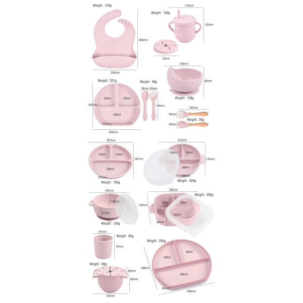 Dark Blue Rubber Silicone Plate Set Feeding Bottle Bib Plates Biodegradable