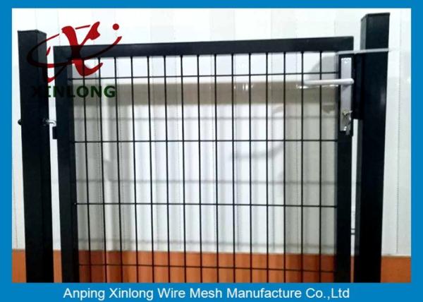Black Powders Sparyed Coating Welded Wire Fence Gate With Square Post