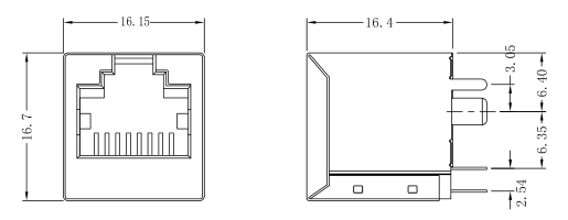 LPJE601XDNL Cat 5e Top Entry RJ45 Modular Jack 16.4mm Height