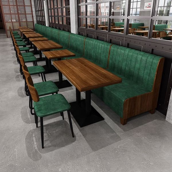 Modern Industrial Style Coffee Pizza Shop Pub bar Restaurant Wood Booth Sofa and Table Chairs Combination Furniture