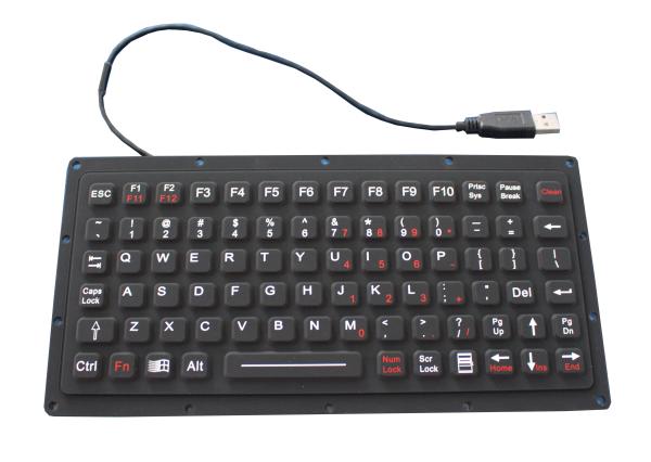 IP65 81 Keys Thin Black Silicone Rubber Keyboard  , 222.0mm X 100mm X 9.1mm Size