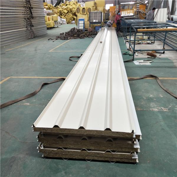 50mm ivory white 960mm fireproof rock wool sandwich insulated roof panels for steel structure buildings