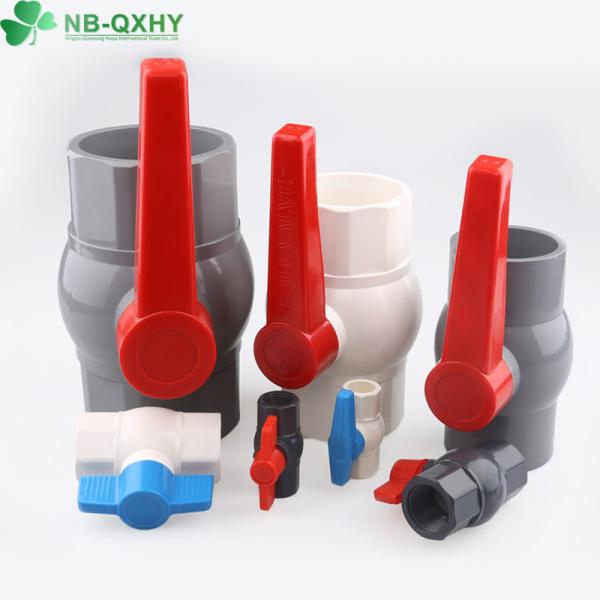 QX Customized Request Material PVC Plastic Ball Valve 8 Inch with Red Handle