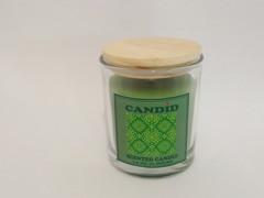 Decor candle, round glass scented candle with wooden lid