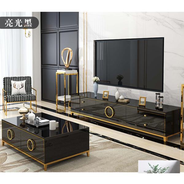 Stainless Steel TV Stand And Coffee Table Set Luxury Living Room Furniture