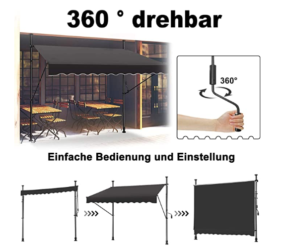 Polyester Fabric Balcony Manual Gearbox Awning with Gray Frame and Anti-UV Treatment