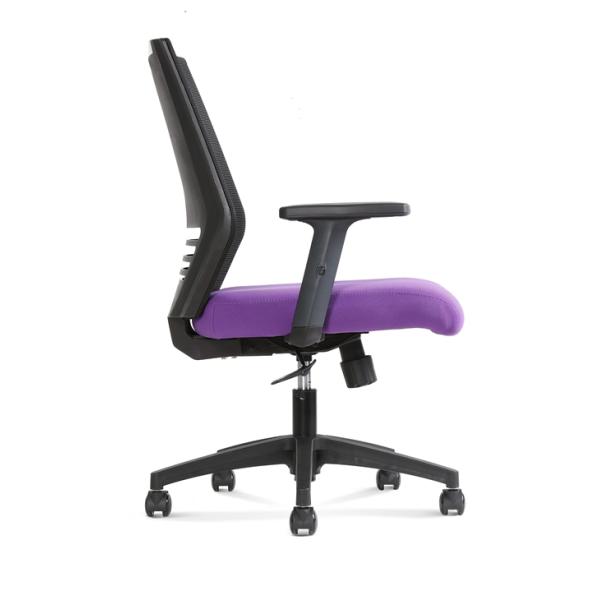 Mid Back Steel Frame Mesh Office Swivel Chair Nylon Purple Backrest Ergo