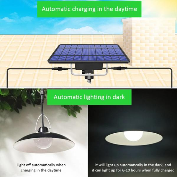 LED Solar Pendant Lamp 3M Cable Solar Shed Lights with Remote Control Solar Garden Light Outdoor Waterproof Patio Decoration