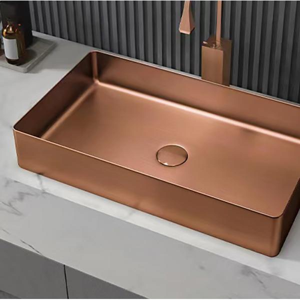 Stainless Steel 304 Luxury Vessel Sinks , Bathroom Wash Sink With Nano Plating PVD Brushed