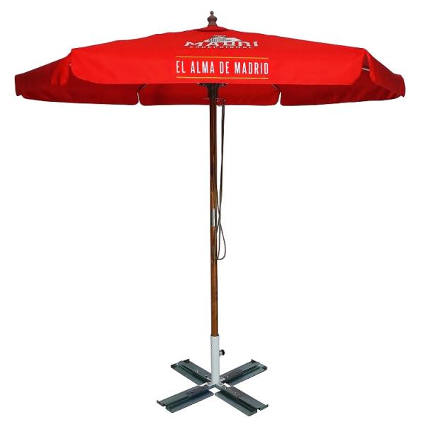 Outdoor Furniture Push Open Pin Stop Waterproof Parasol Umbrella Indonesia Hardwood