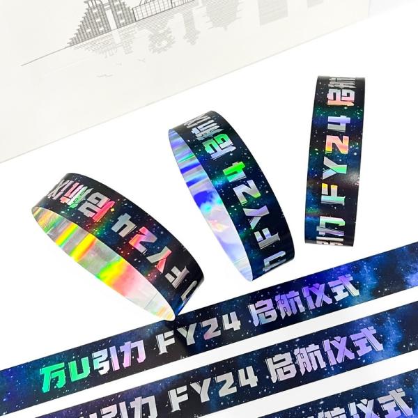 Bracelet d'événement en argent personnalisé brillant laser glitter pour une entrée à la mode
