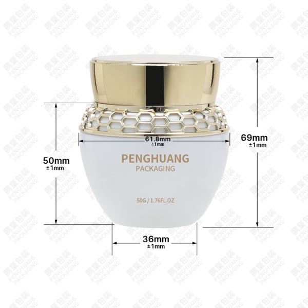 Стекло сливк золота раздражает контейнер Skincare тела стороны 50g упаковывая