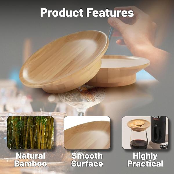 Make Your Party Stand Out Bamboo Wooden Wine Glass Topper for Wine Cup Bowl Coasters