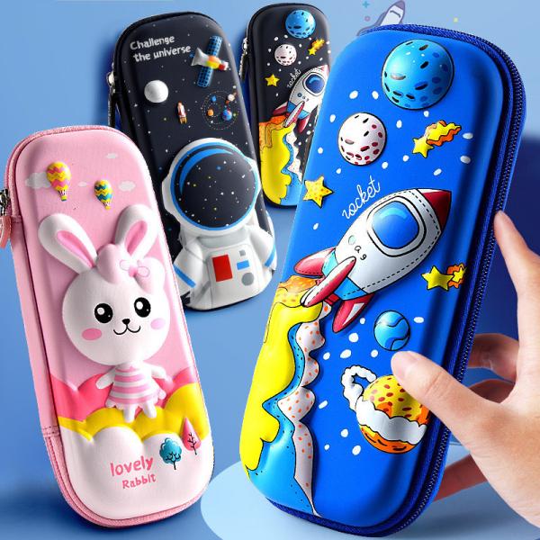 Pencil Case 3D EVA Space Pencil Box Galaxy Pencil Case Astronaut Pencil Punch Blue Cartoon Pencil Holders Large