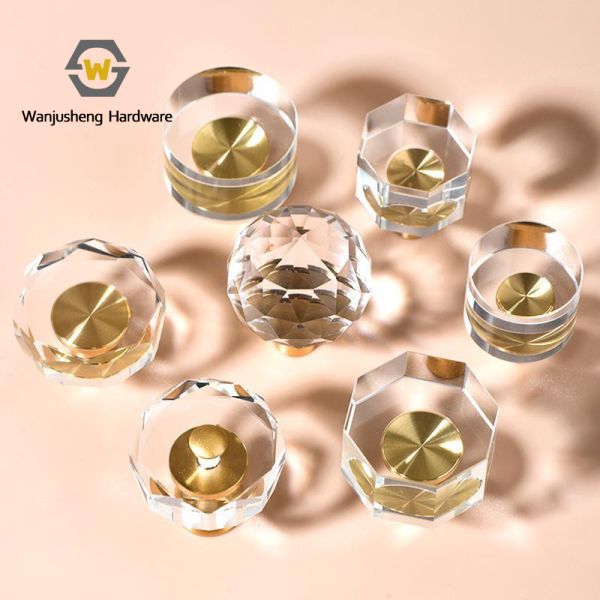 Modern Luxury French Crystal Single-Hole Brass Door Handle Pull for Dresser for