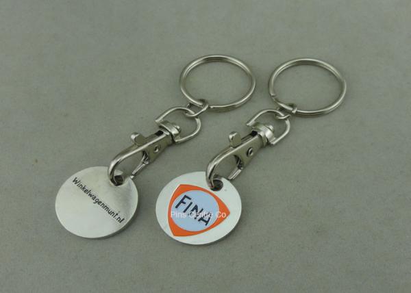 Brass , bronze , Iron Trolley Coin Keyring Single Or Double-Sided For Advertisement